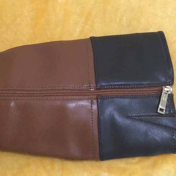 EUC. TOMMY HILFIGER Buckle Faux Leather Two-Tone Tall Riding Boots Side Zipper - Picture 16 of 16